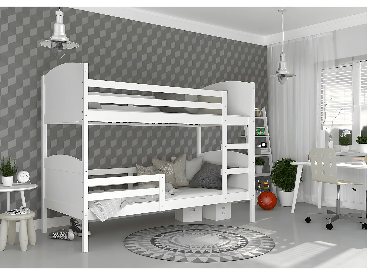 Lit Superposé Mati 90x190 Blanc - blanc Livré avec sommiers