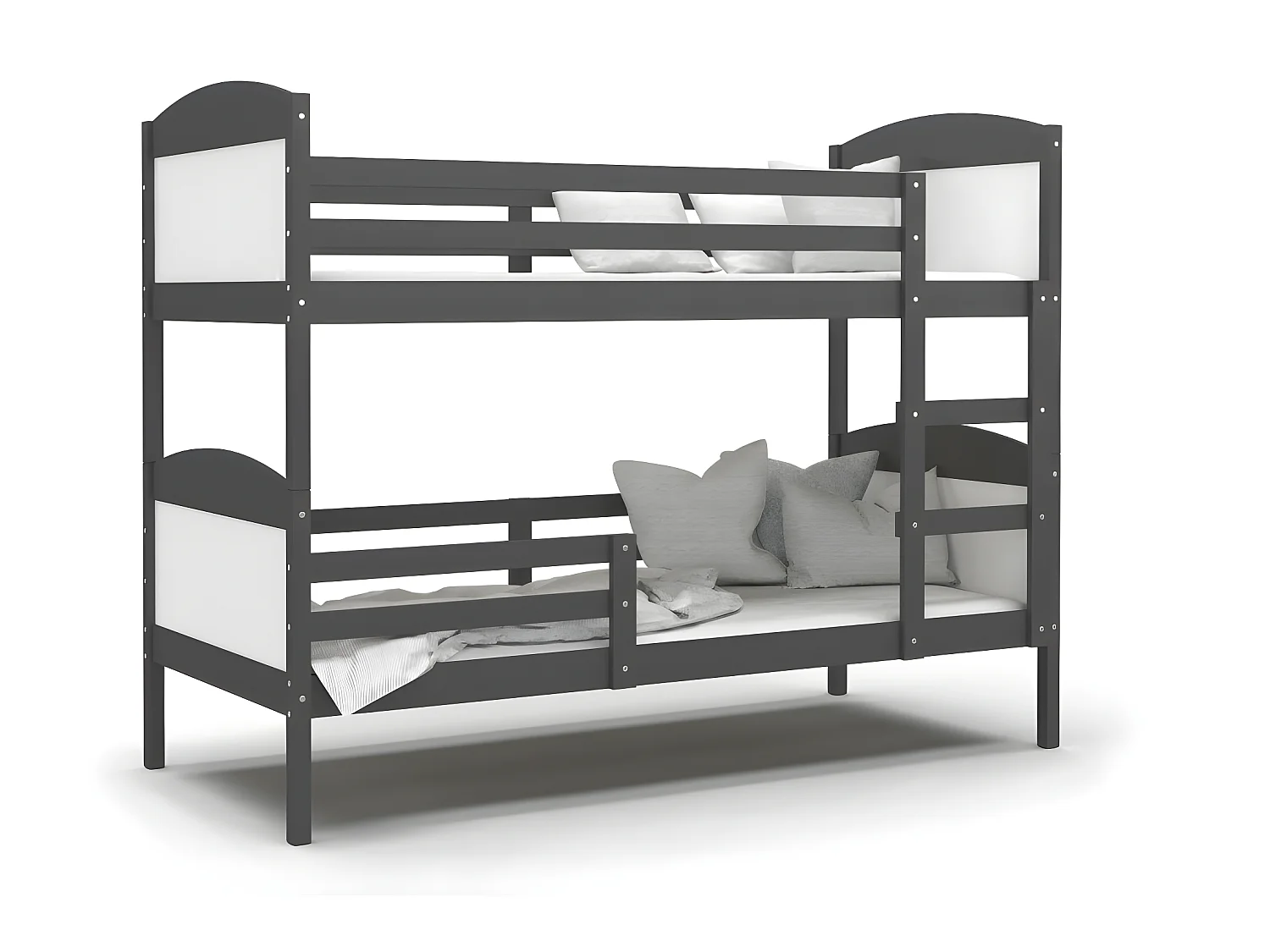 Lit Superposé Mati 90x190 Gris - blanc Livré avec sommiers