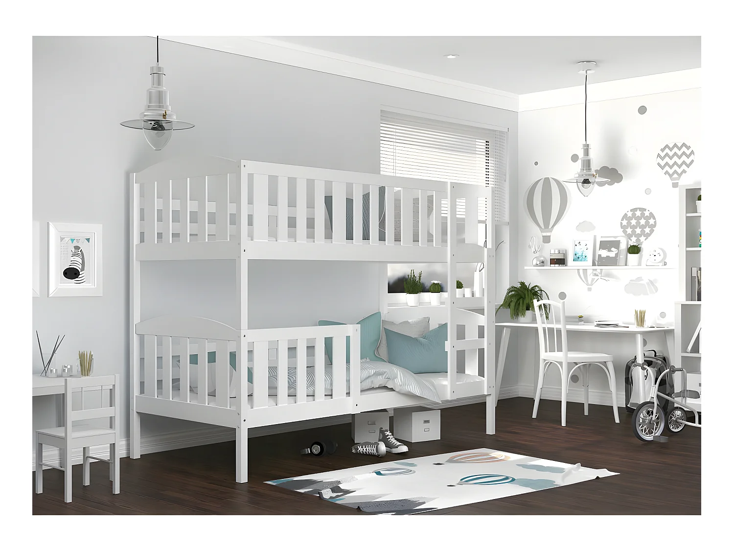 Lit Superposé Leo 90x190 Blanc - blanc Livré avec sommiers