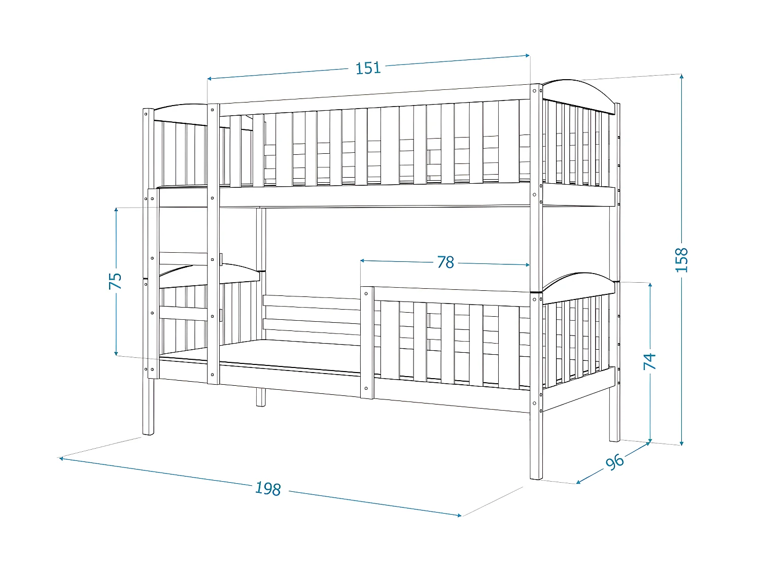 Lit Superposé Leo 90x190 Blanc - blanc Livré avec sommiers