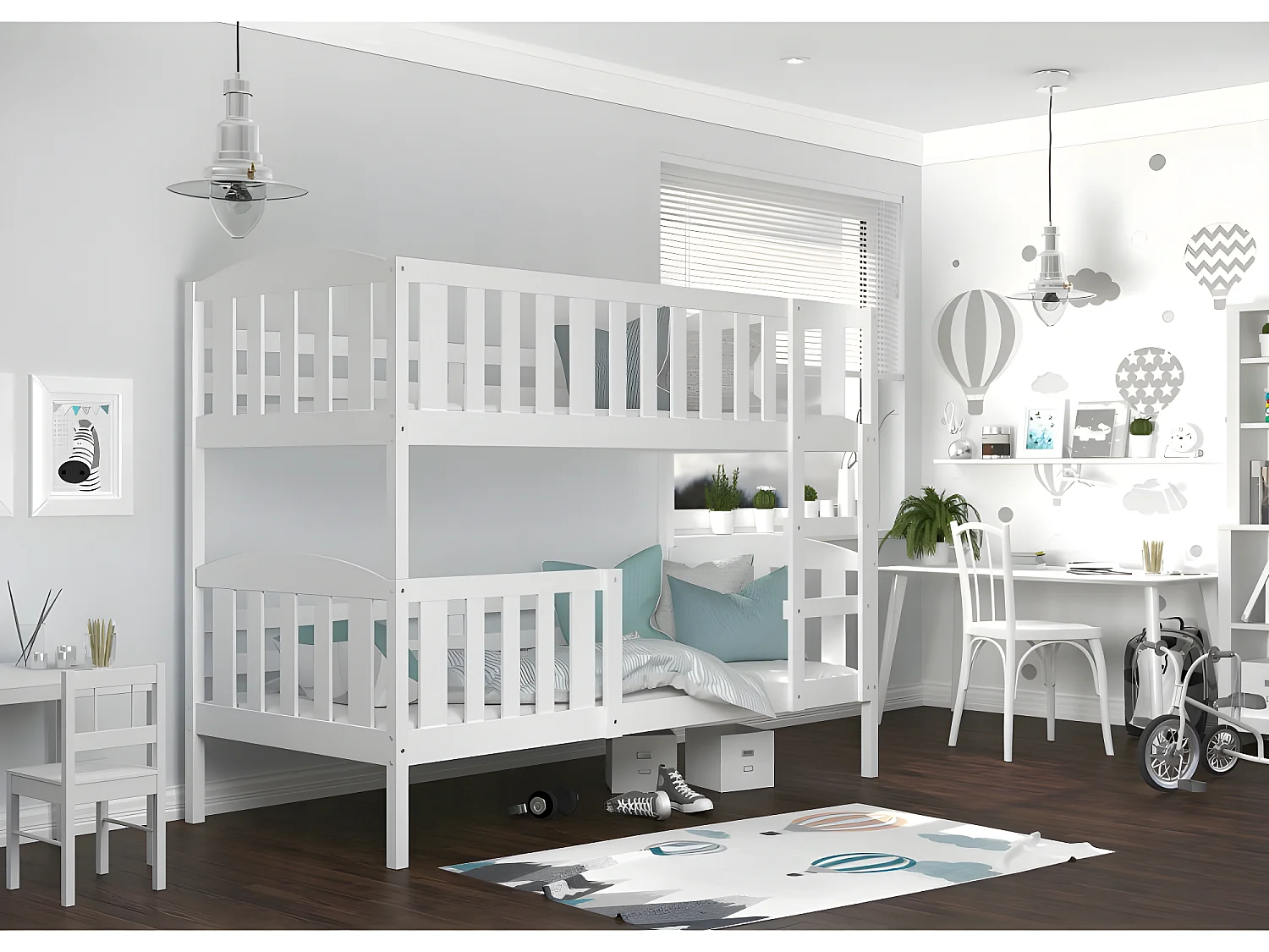 Lit Superposé Leo 90x190 Blanc - blanc Livré avec sommiers