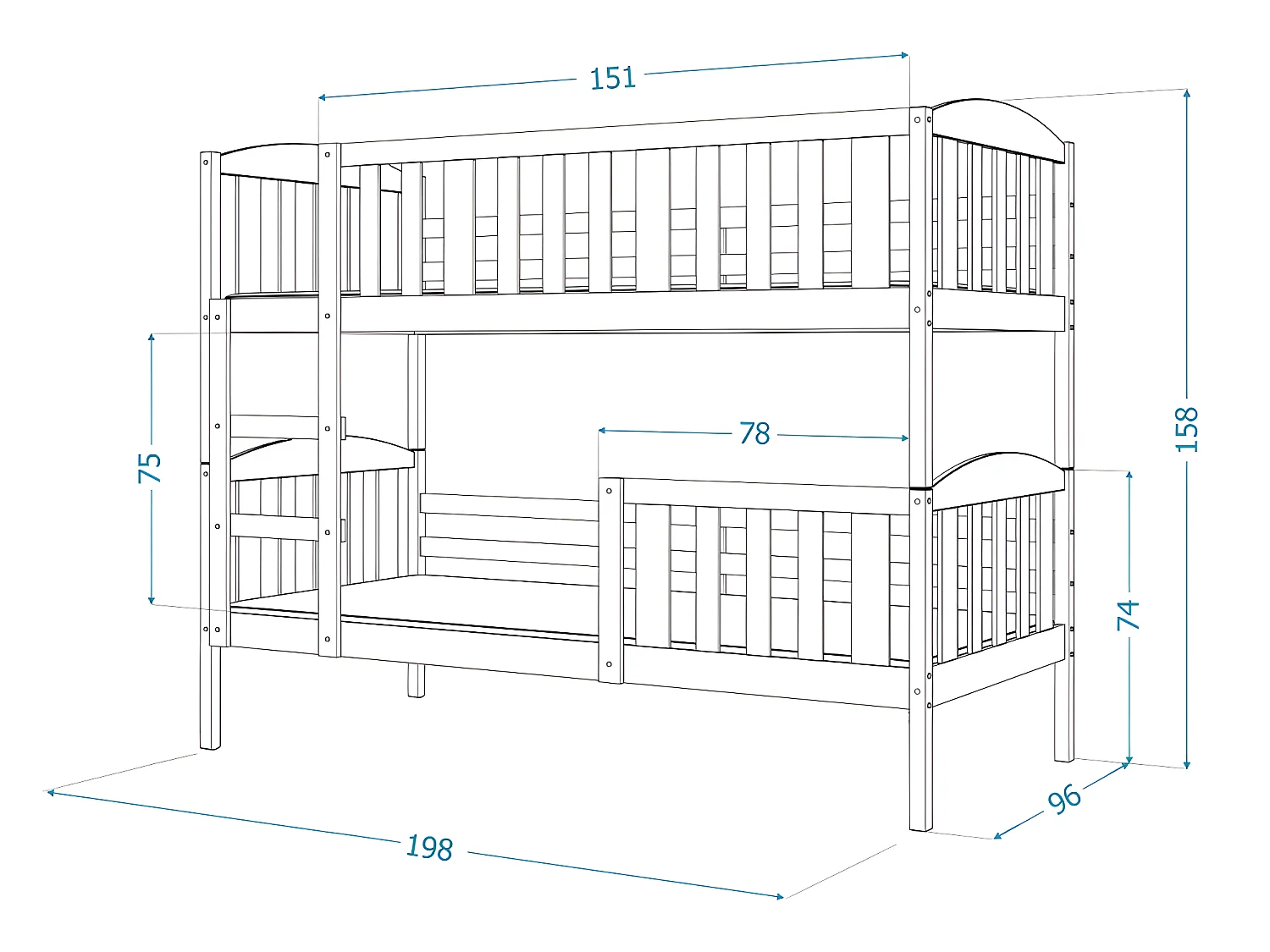 Lit Superposé Leo 90x190 Blanc - blanc Livré avec sommiers