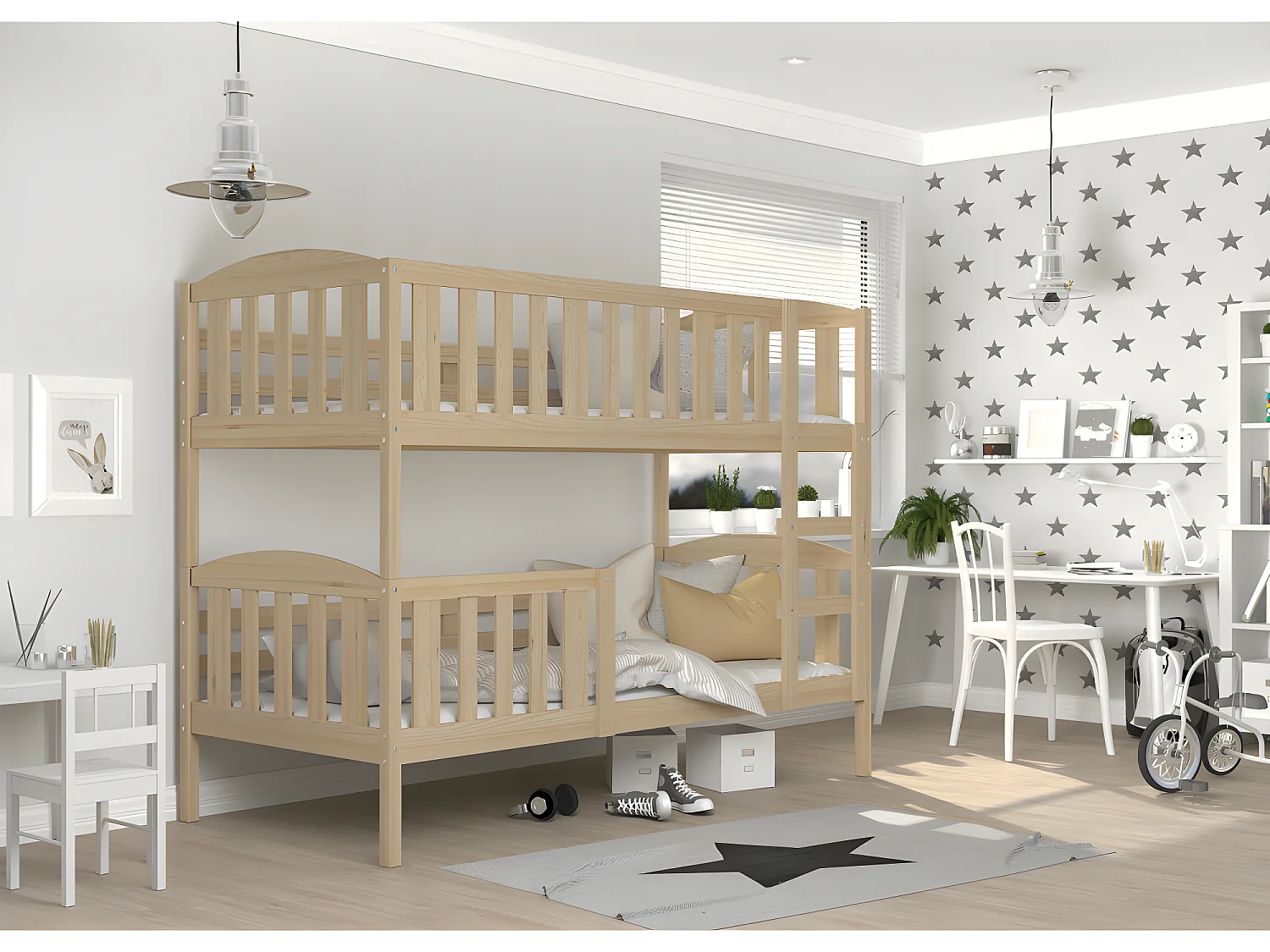 Lit Superposé Leo 90x190 Pin Livré avec sommiers