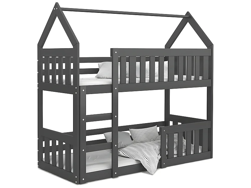 Lit Superposé Cabane Mini 90x190 Gris - gris Livré avec sommiers