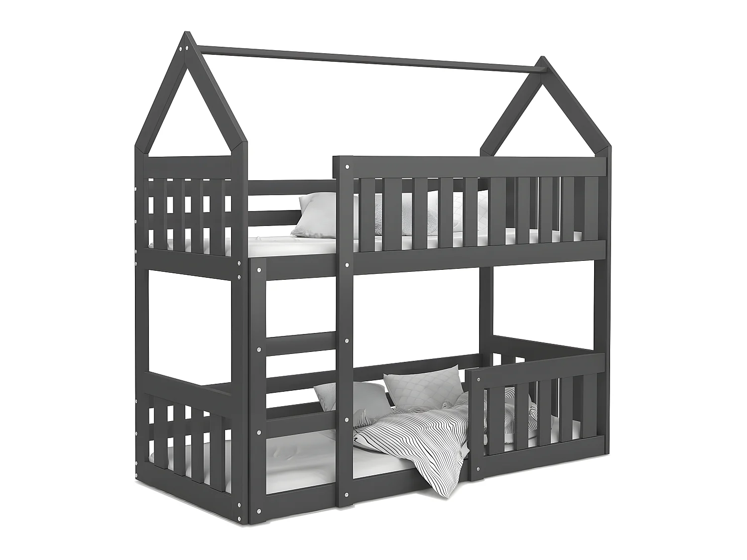 Lit Superposé Cabane Mini 90x190 Gris - gris Livré avec sommiers