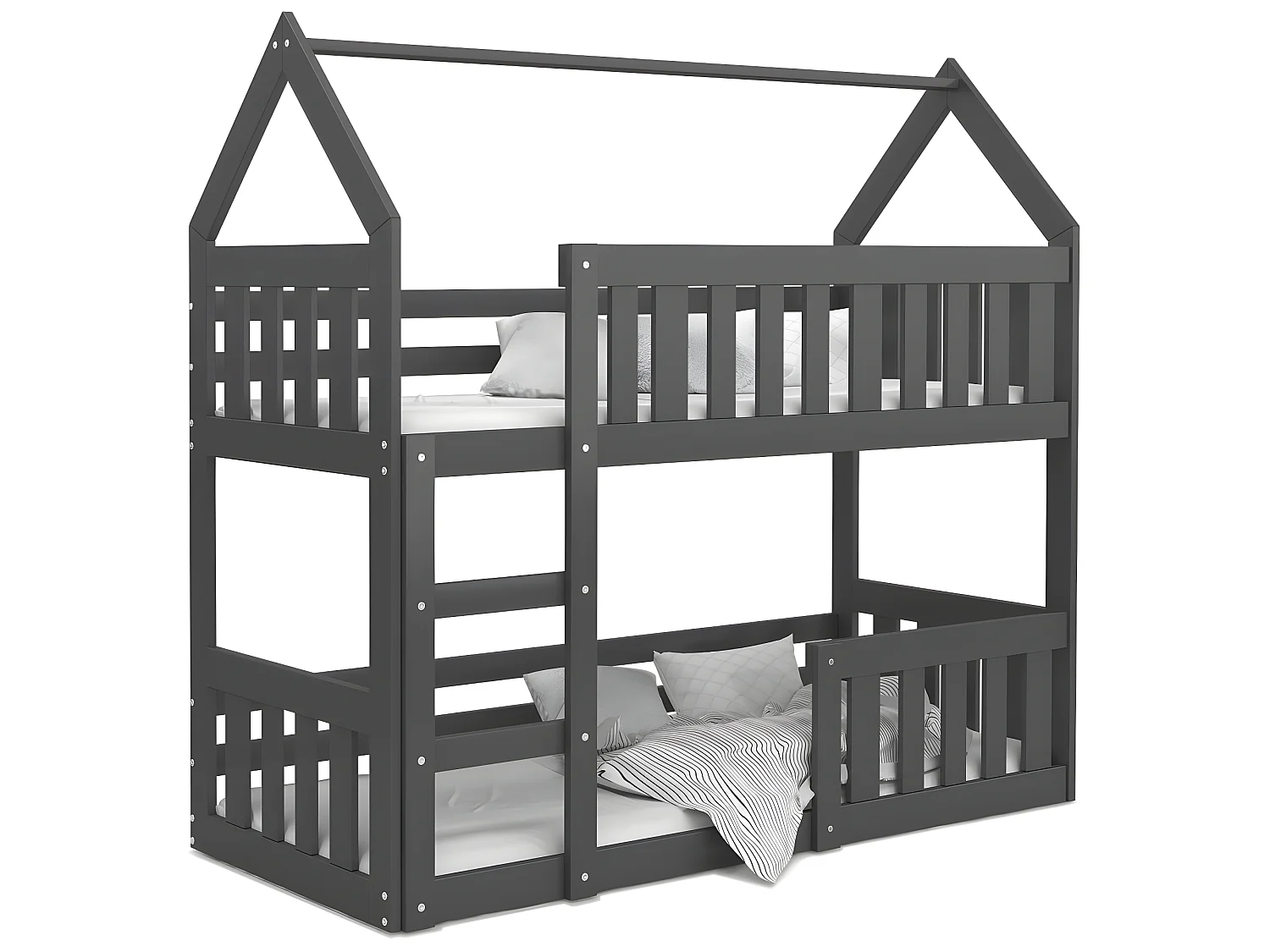 Lit Superposé Cabane Mini 90x190 Gris - gris Livré avec sommiers