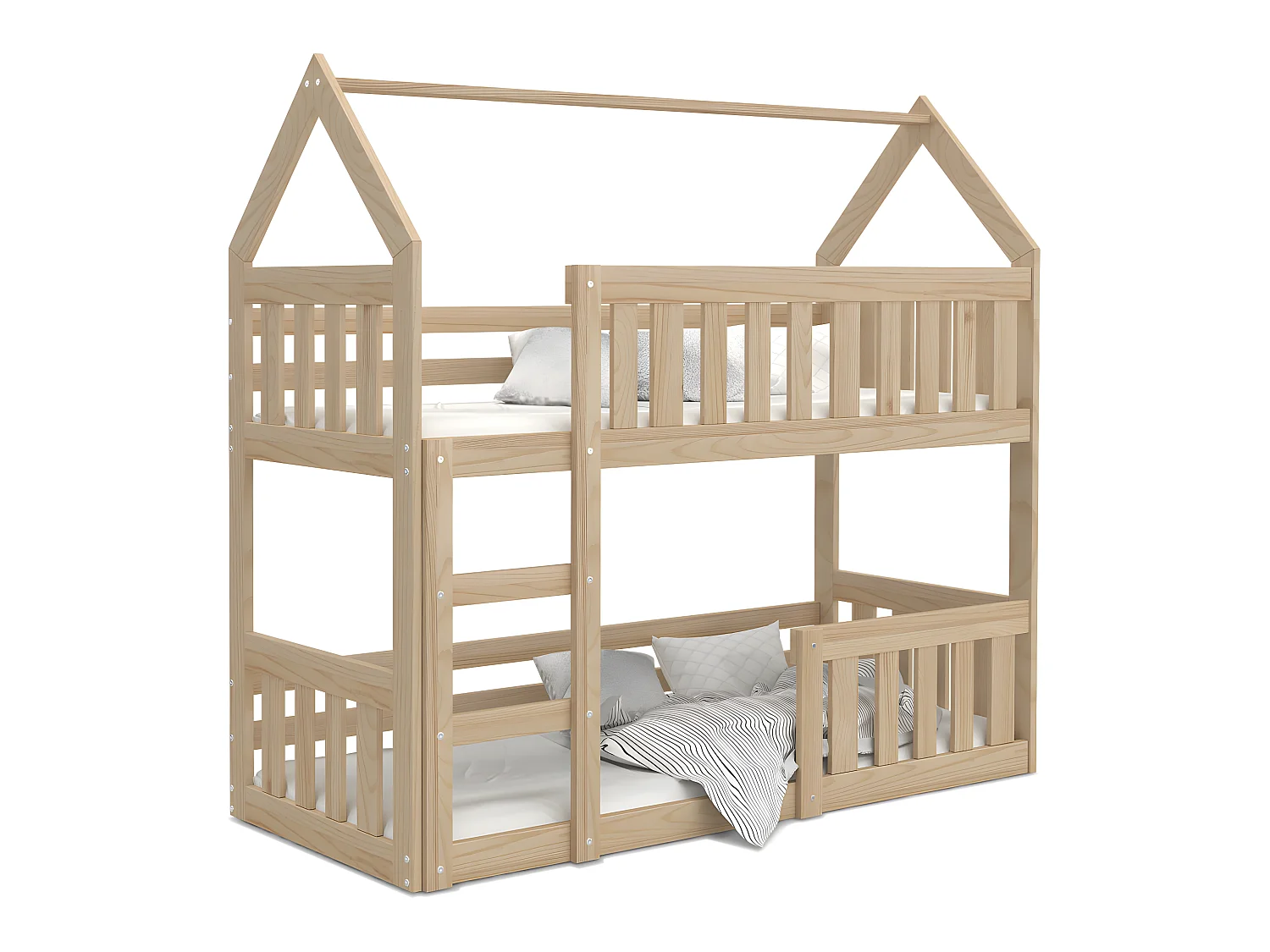 Lit Superposé Cabane Mini 90x190 Pin Livré avec sommiers