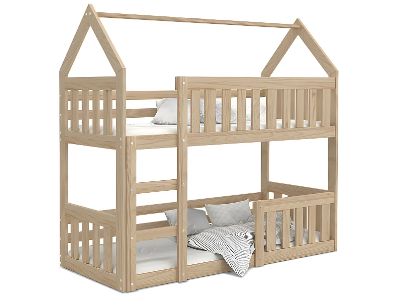 Lit Superposé Cabane Mini 90x190 Pin Livré avec sommiers