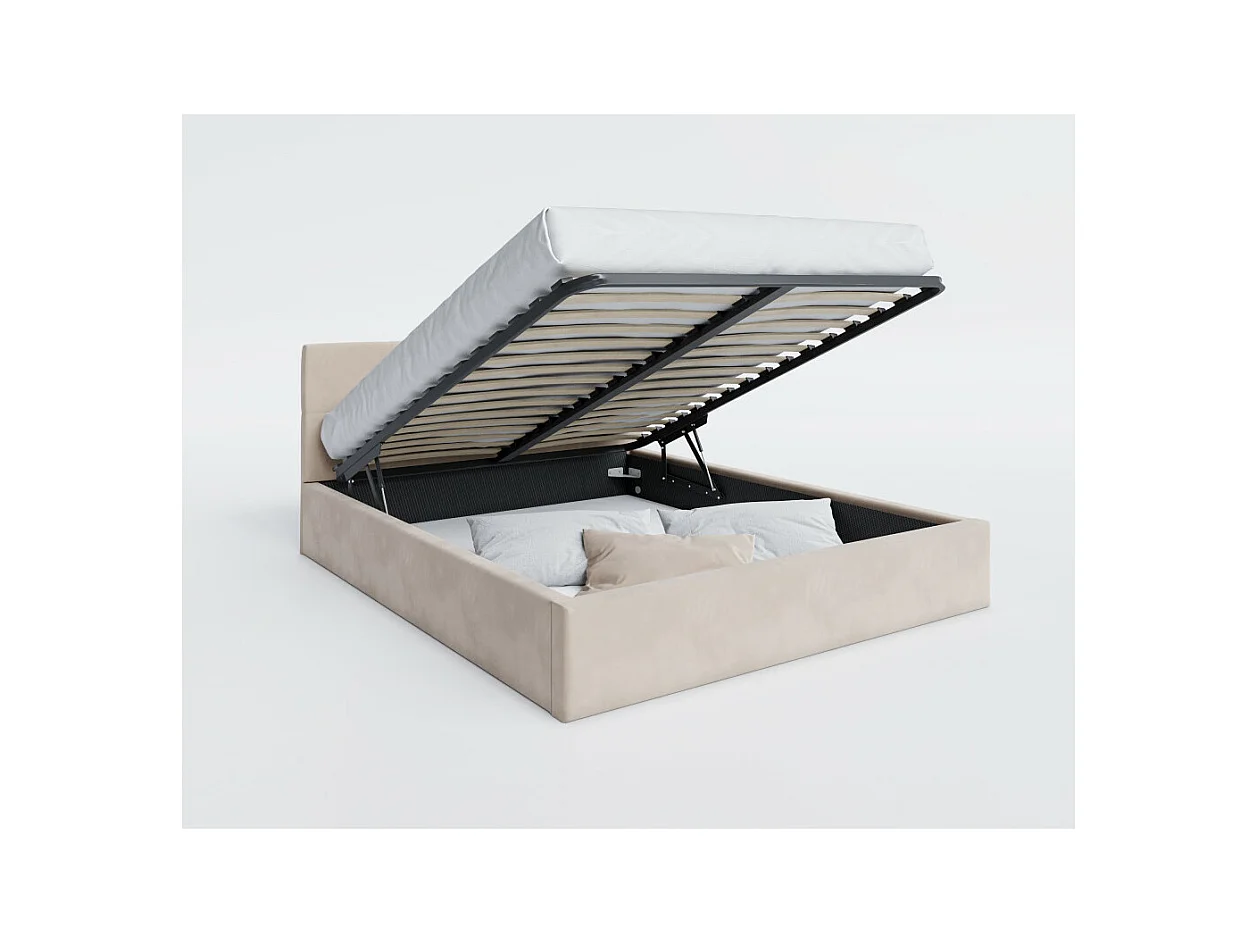 Lit Coffre Rino 160 x 200 cm - Sommier inclus Crème