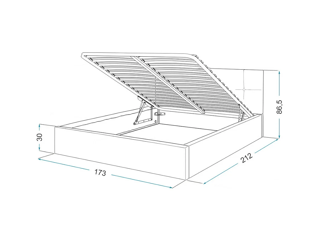 Lit Coffre Rino 160 x 200 cm - Sommier inclus Crème