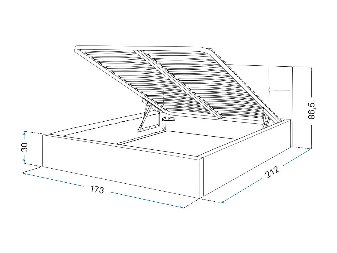 Lit Coffre Rino 160 x 200 cm - Sommier inclus Crème