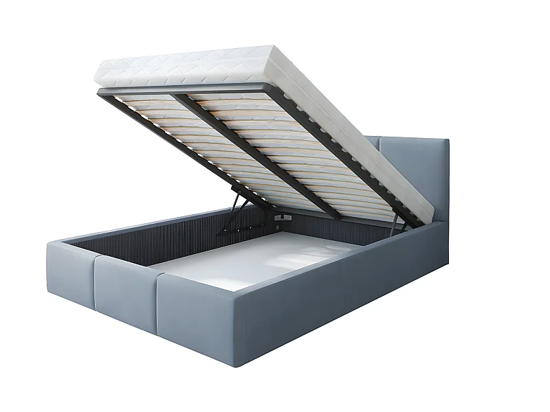 Lit Double Tesia 160x200 + coffre - Sommier inclus Gris foncé