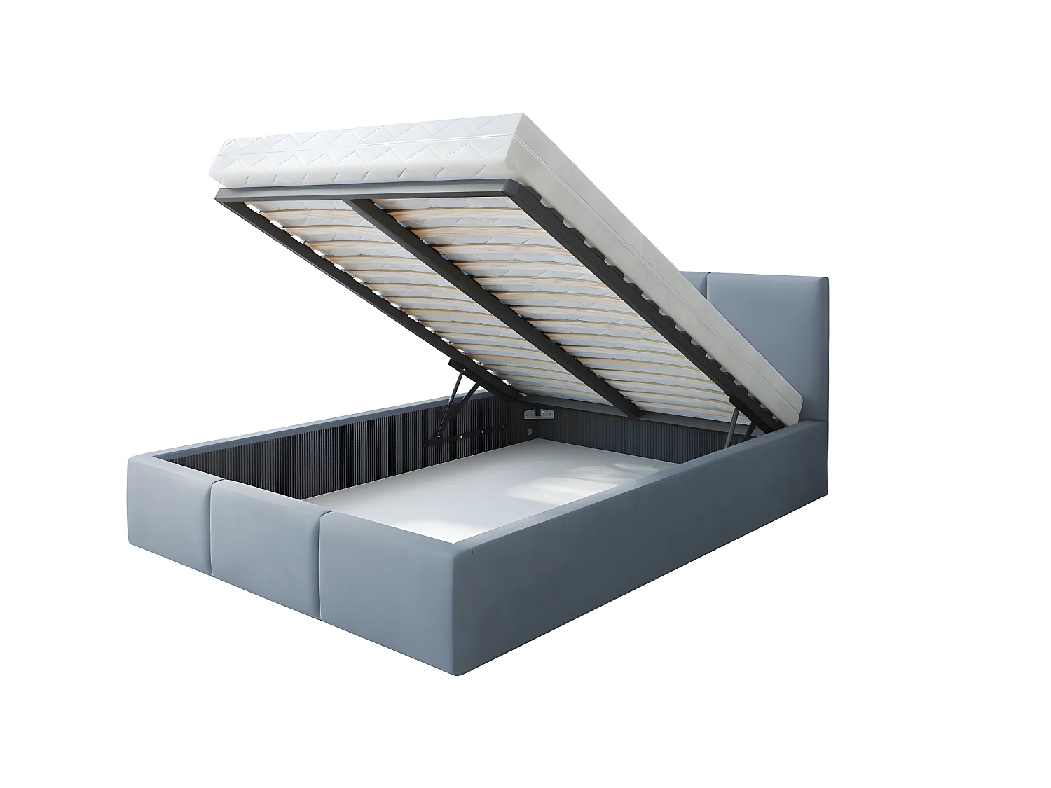 Lit Double Tesia 160x200 + coffre - Sommier inclus Gris foncé