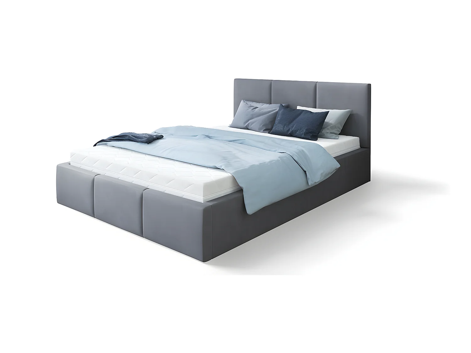Lit Double Tesia 160x200 + coffre - Sommier inclus Gris foncé