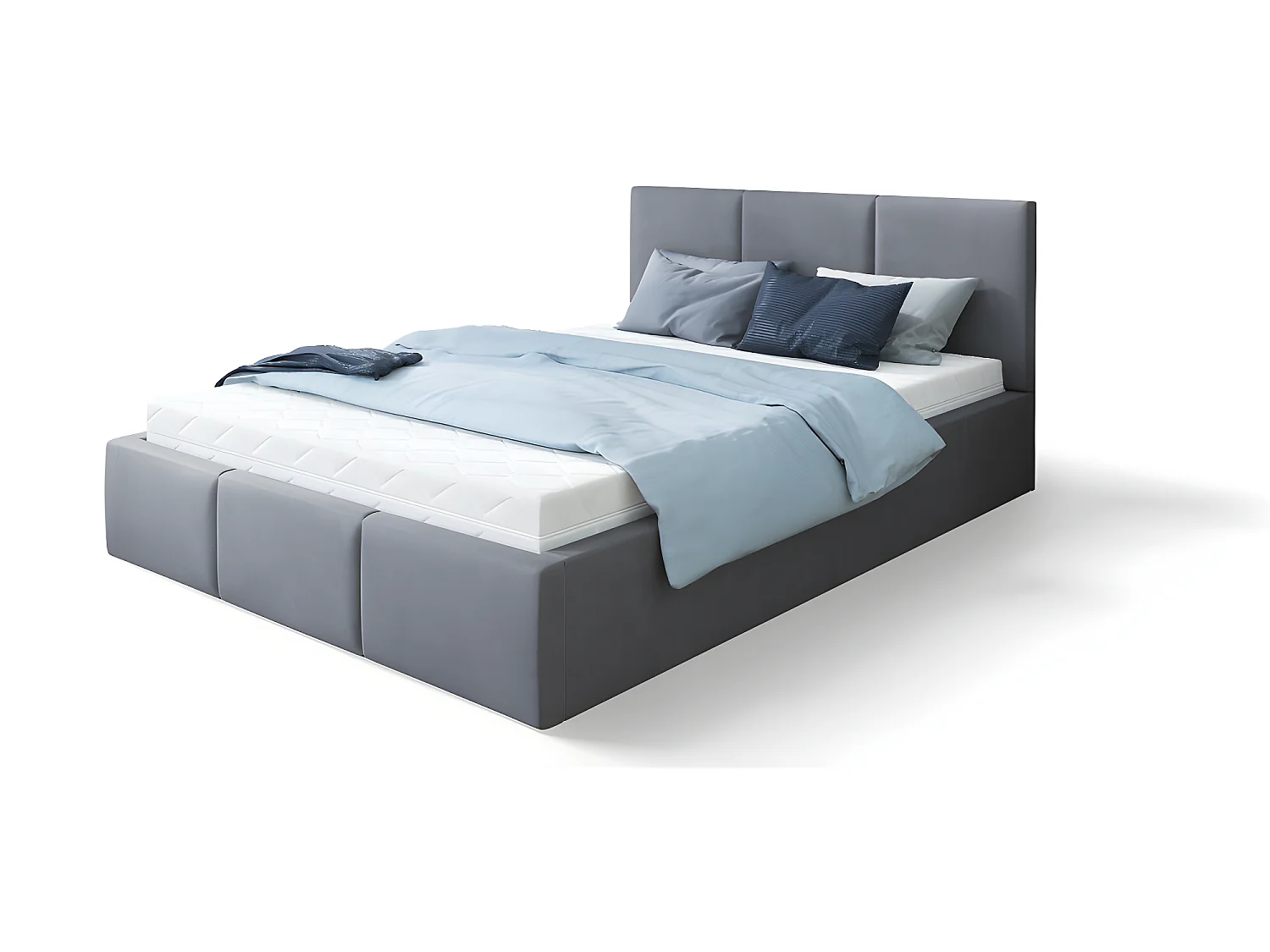 Lit Double Tesia 160x200 + coffre - Sommier inclus Gris foncé
