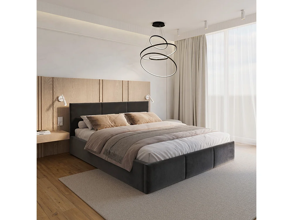 Lit coffre Tesia 160x200  - Sommier inclus Gris foncé