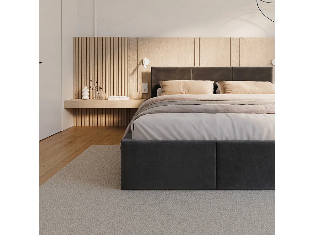 Lit coffre Tesia 160x200  - Sommier inclus Gris foncé
