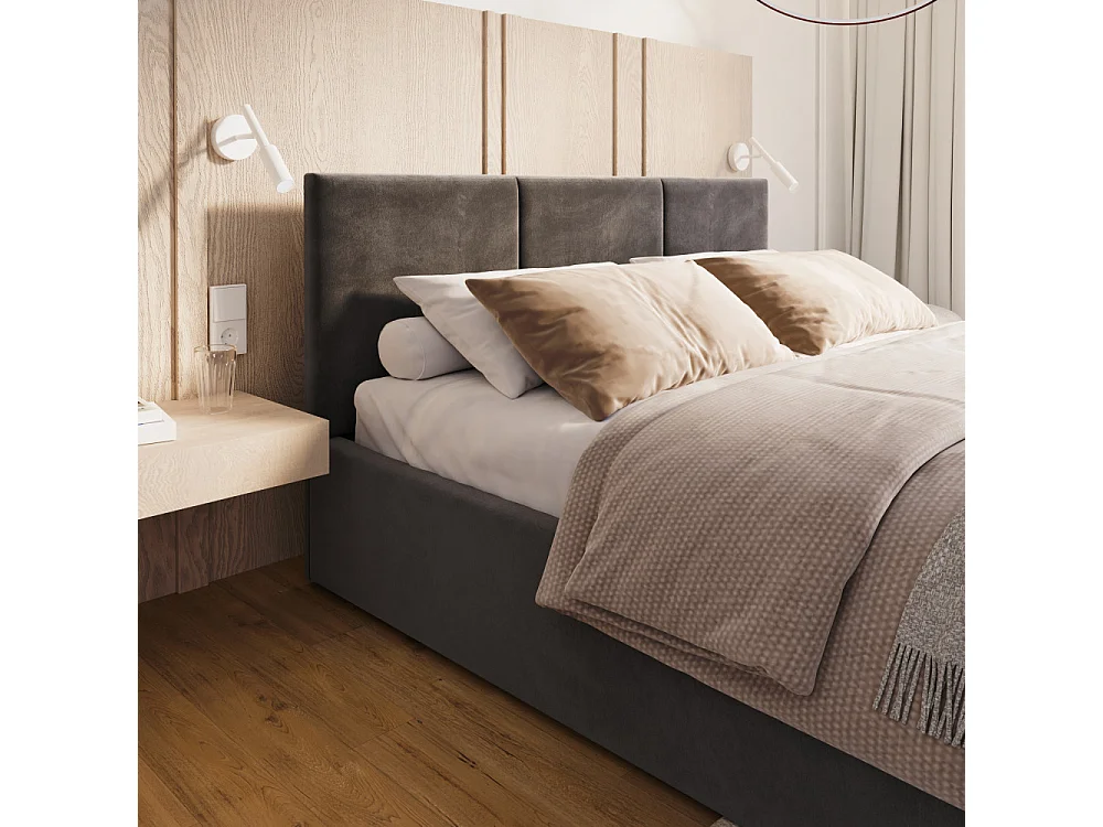 Lit coffre Tesia 160x200  - Sommier inclus Gris foncé