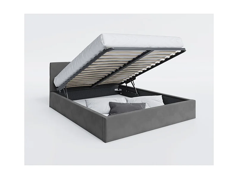 Lit Coffre Rino 160 x 200 cm - Sommier inclus Gris foncé