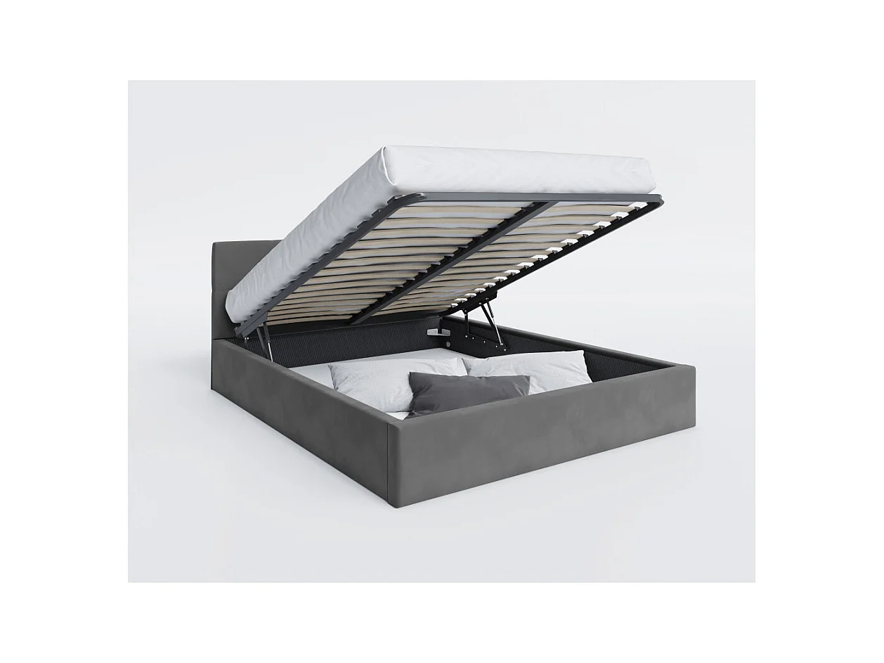 Lit Coffre Rino 160 x 200 cm - Sommier inclus Gris foncé