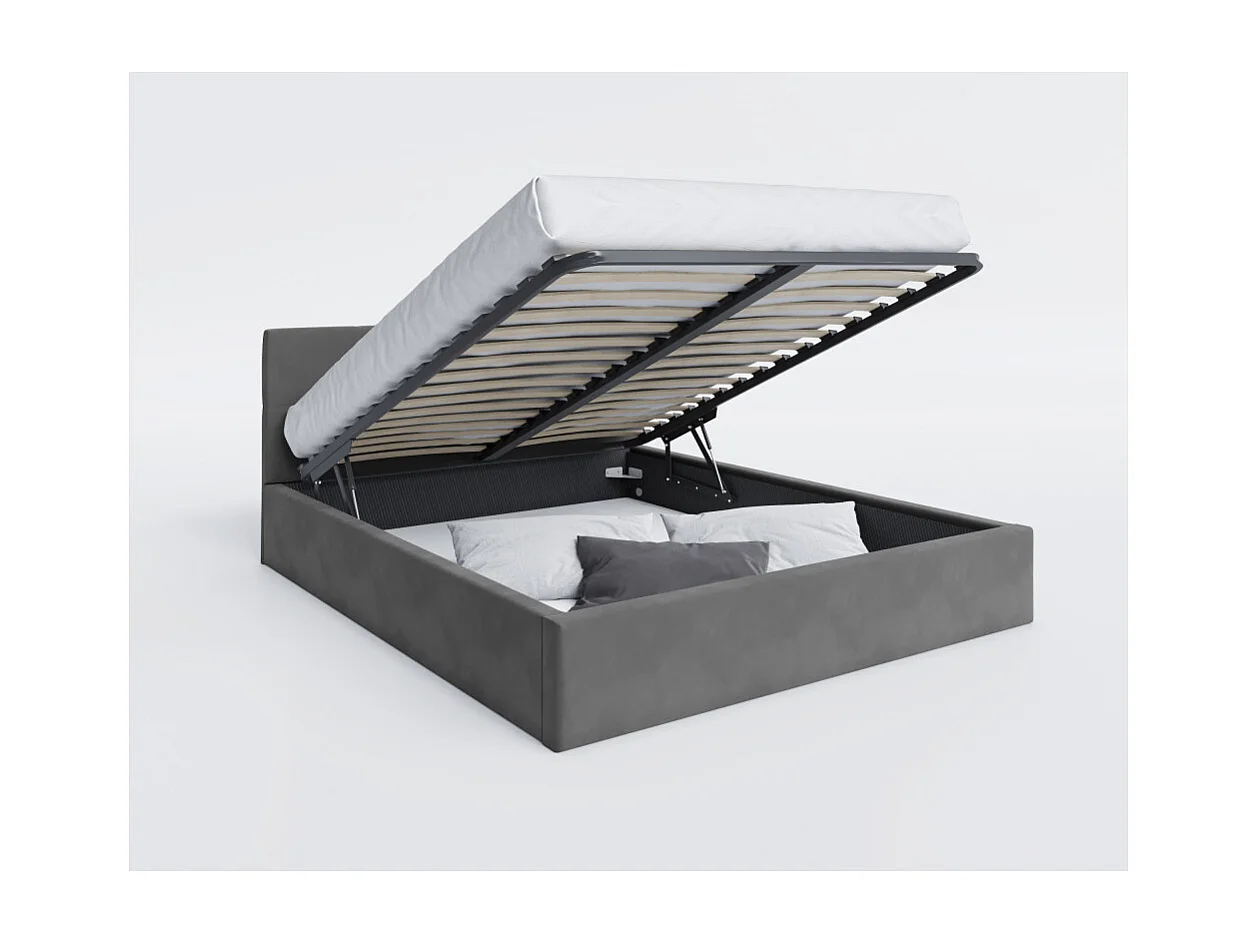 Lit Coffre Rino 160 x 200 cm - Sommier inclus Gris foncé