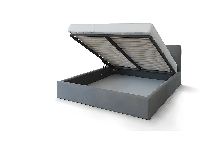 Lit Coffre Rino 140x190 cm - Sommier inclus Gris foncé