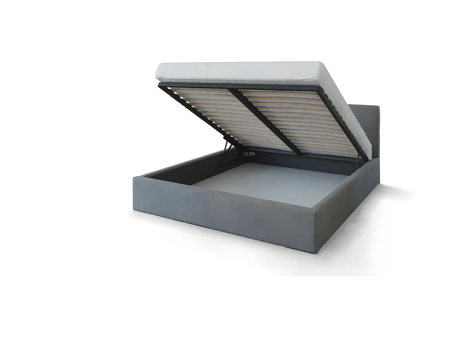 Lit Coffre Rino 140x190 cm - Sommier inclus Gris foncé