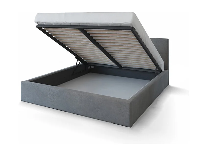 Lit Coffre Rino 140x190 cm - Sommier inclus Gris foncé