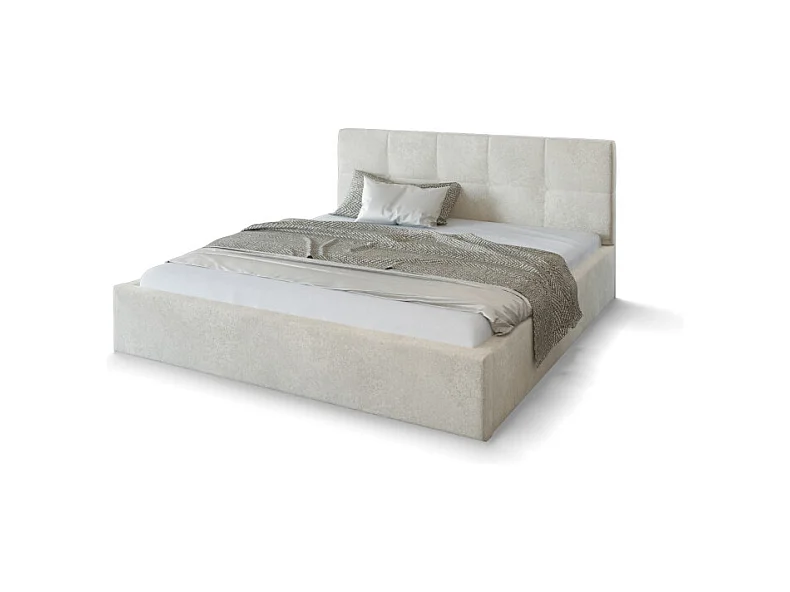 Lit Coffre Rino 140x190 cm - Sommier inclus Crème