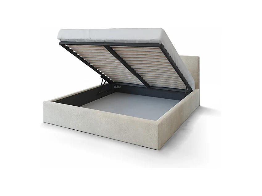 Lit Coffre Rino 140x190 cm - Sommier inclus Crème