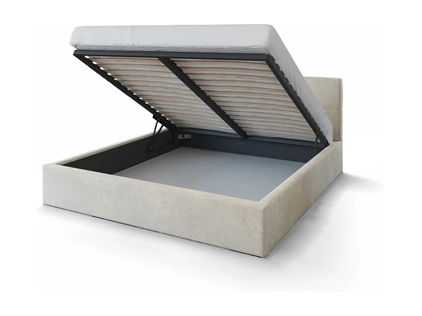 Lit Coffre Rino 140x190 cm - Sommier inclus Crème