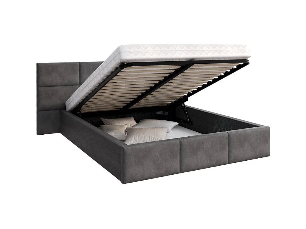 Lit Coffre Denver 160x200 - Sommier inclus Gris foncé