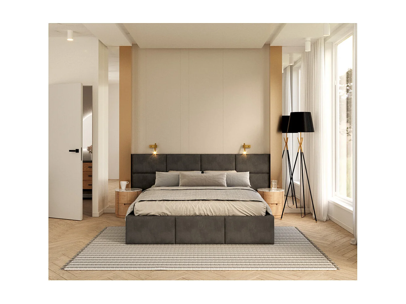 Lit Coffre Denver 160x200 - Sommier inclus Gris foncé