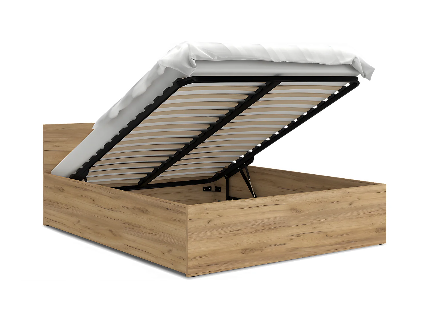 Lit Panama 140x190 + coffre - Sommier inclus Chêne