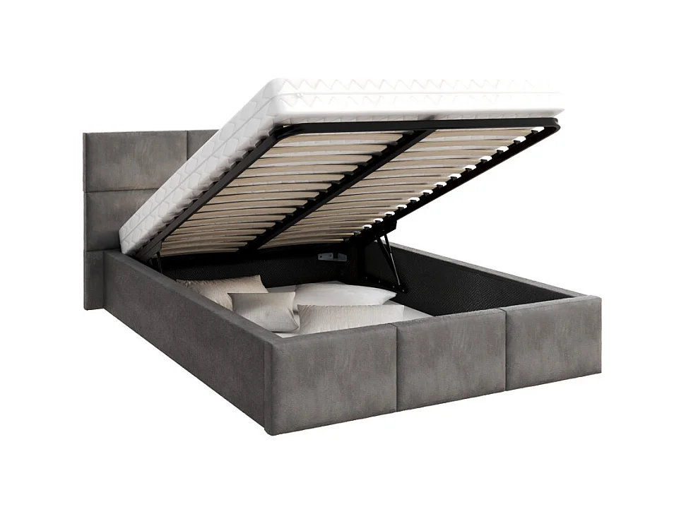 Lit Coffre Denver 140x190 - Sommier inclus Gris foncé