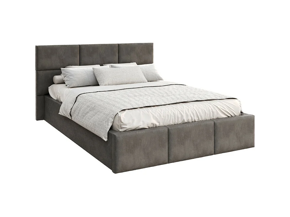 Lit Coffre Denver 140x190 - Sommier inclus Gris foncé