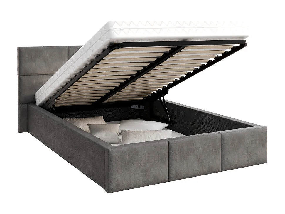 Lit Coffre Denver 140x190 - Sommier inclus Gris foncé