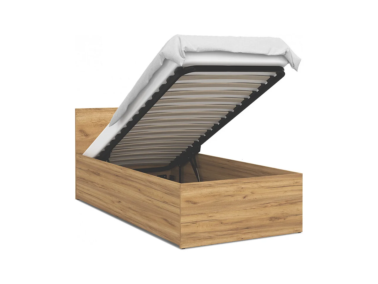 Lit coffre Panama 90x190  - Sommier inclus Chêne