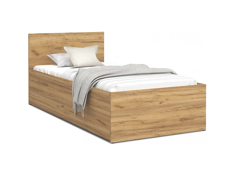 Lit Panama 90x190 + coffre - Sommier inclus Chêne