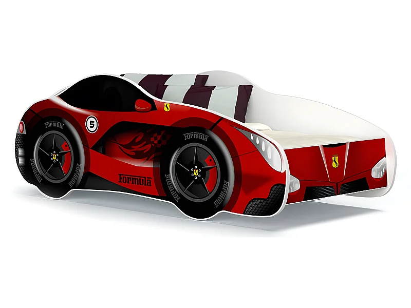 Lit Enfant Voiture 70x140 14 FERRARI Thème Livré avec sommiers et matelas en mousse de 7cm