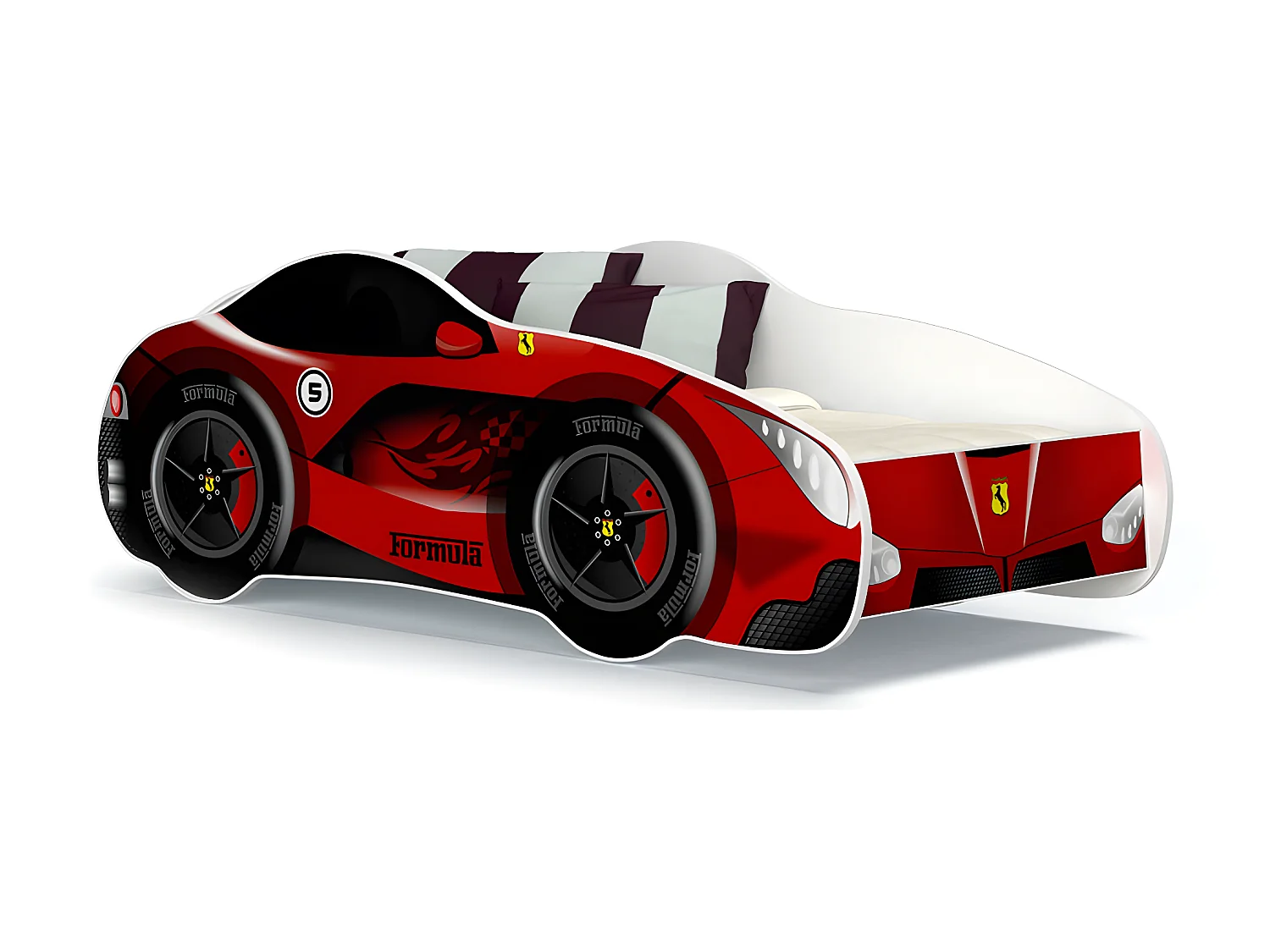 Lit Enfant Voiture 70x140 14 FERRARI Thème Livré avec sommiers et matelas en mousse de 7cm