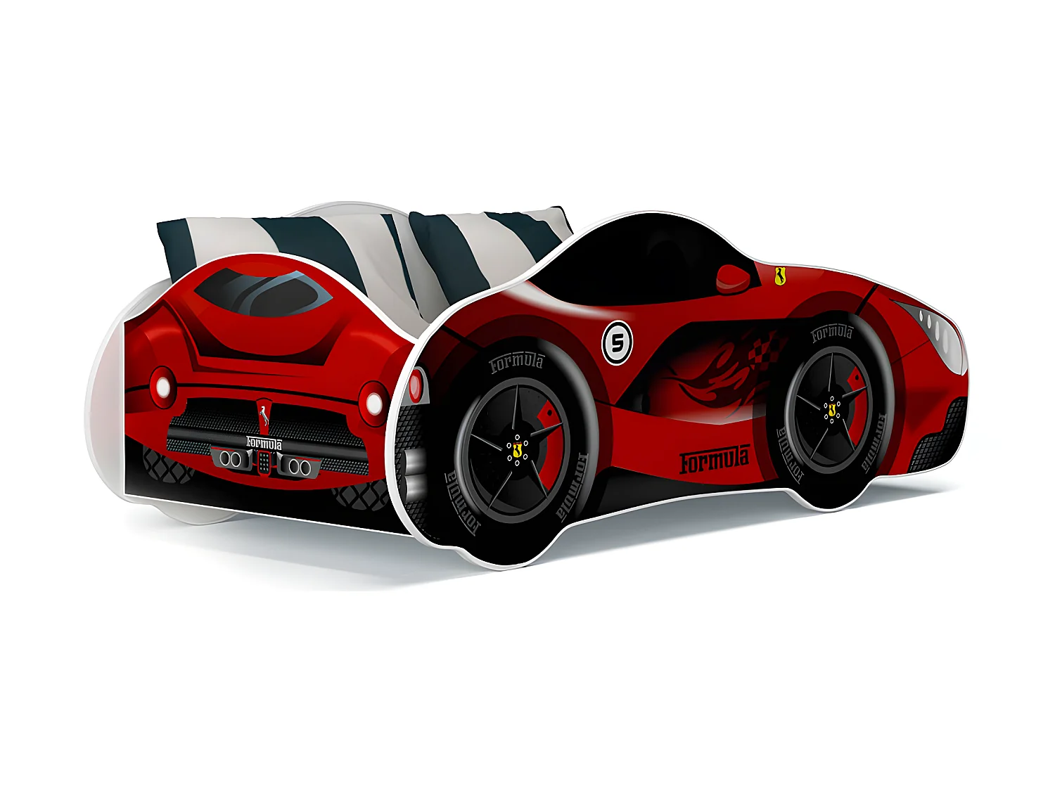 Lit Enfant Voiture 70x140 14 FERRARI Thème Livré avec sommiers et matelas en mousse de 7cm