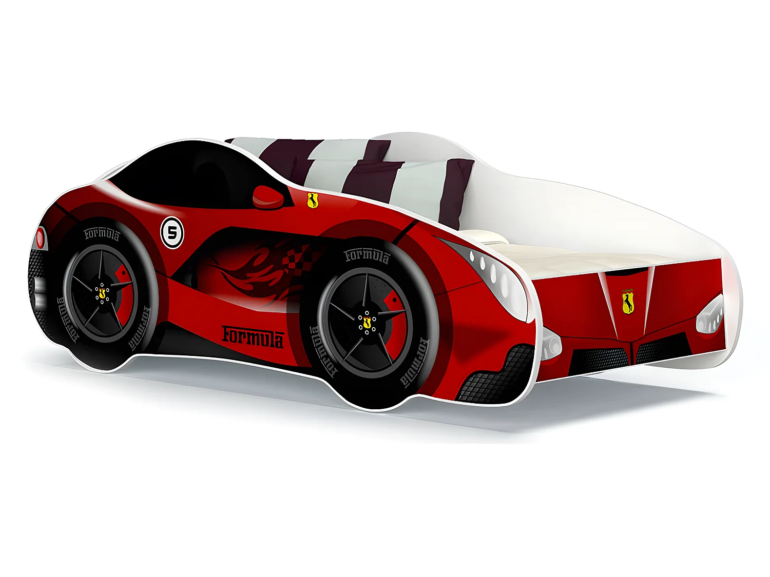 Lit Enfant Voiture 70x140 14 FERRARI Thème Livré avec sommiers et matelas en mousse de 7cm