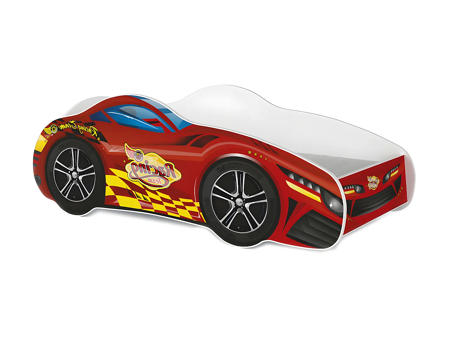 Lit Enfant Voiture 70x140 01 RACING Thème Livré avec sommiers et matelas en mousse de 7cm