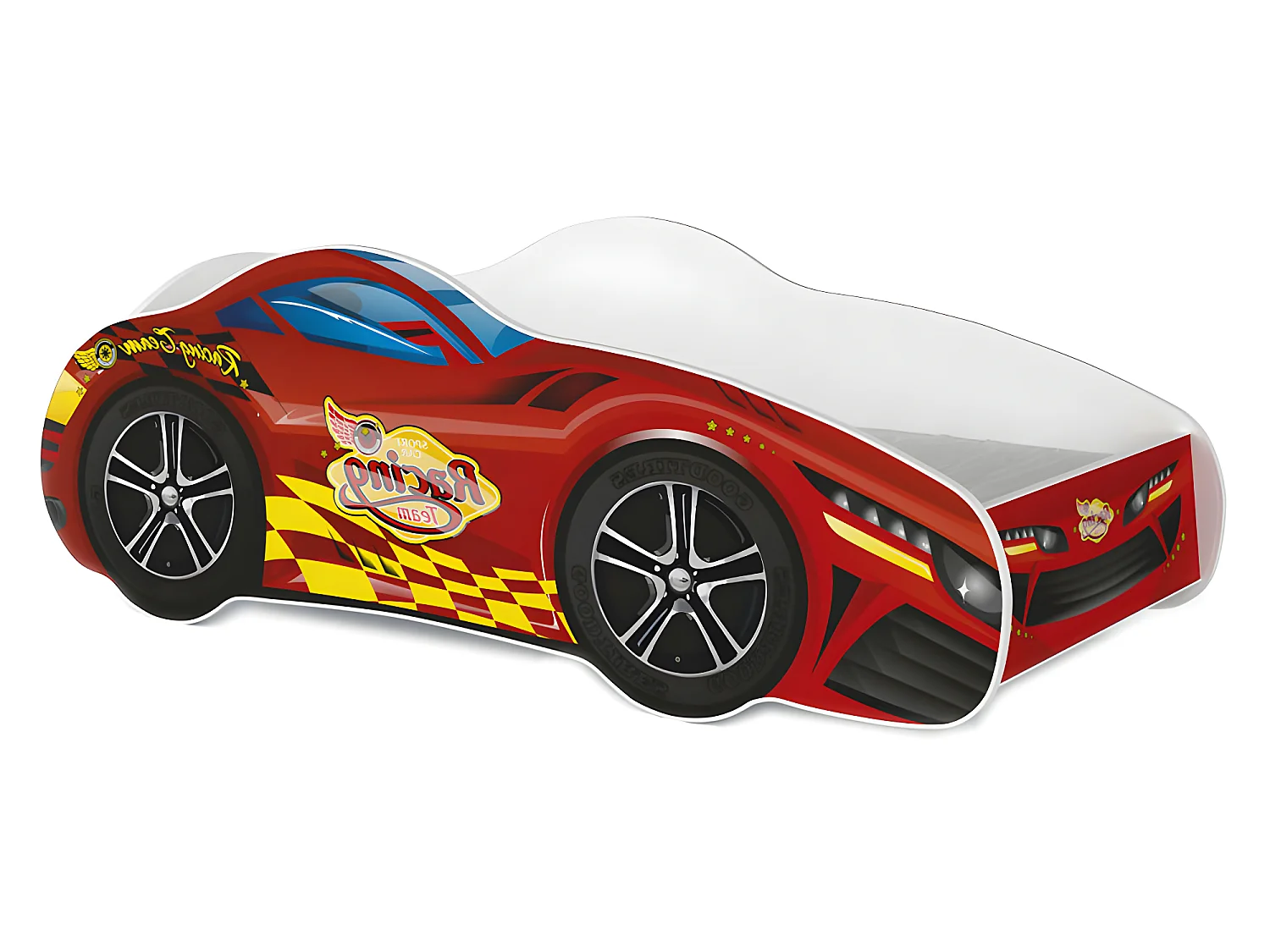 Lit Enfant Voiture 70x140 01 RACING Thème Livré avec sommiers et matelas en mousse de 7cm
