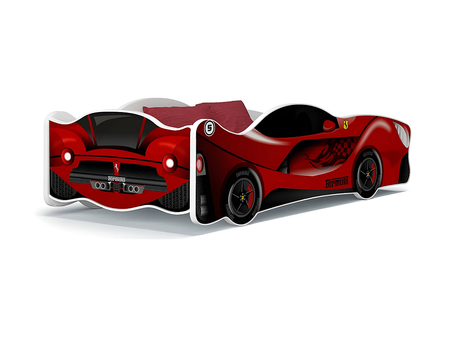 Lit Enfant Voiture 80x160 Ferrari Thème Livré avec sommiers et matelas en mousse de 7cm