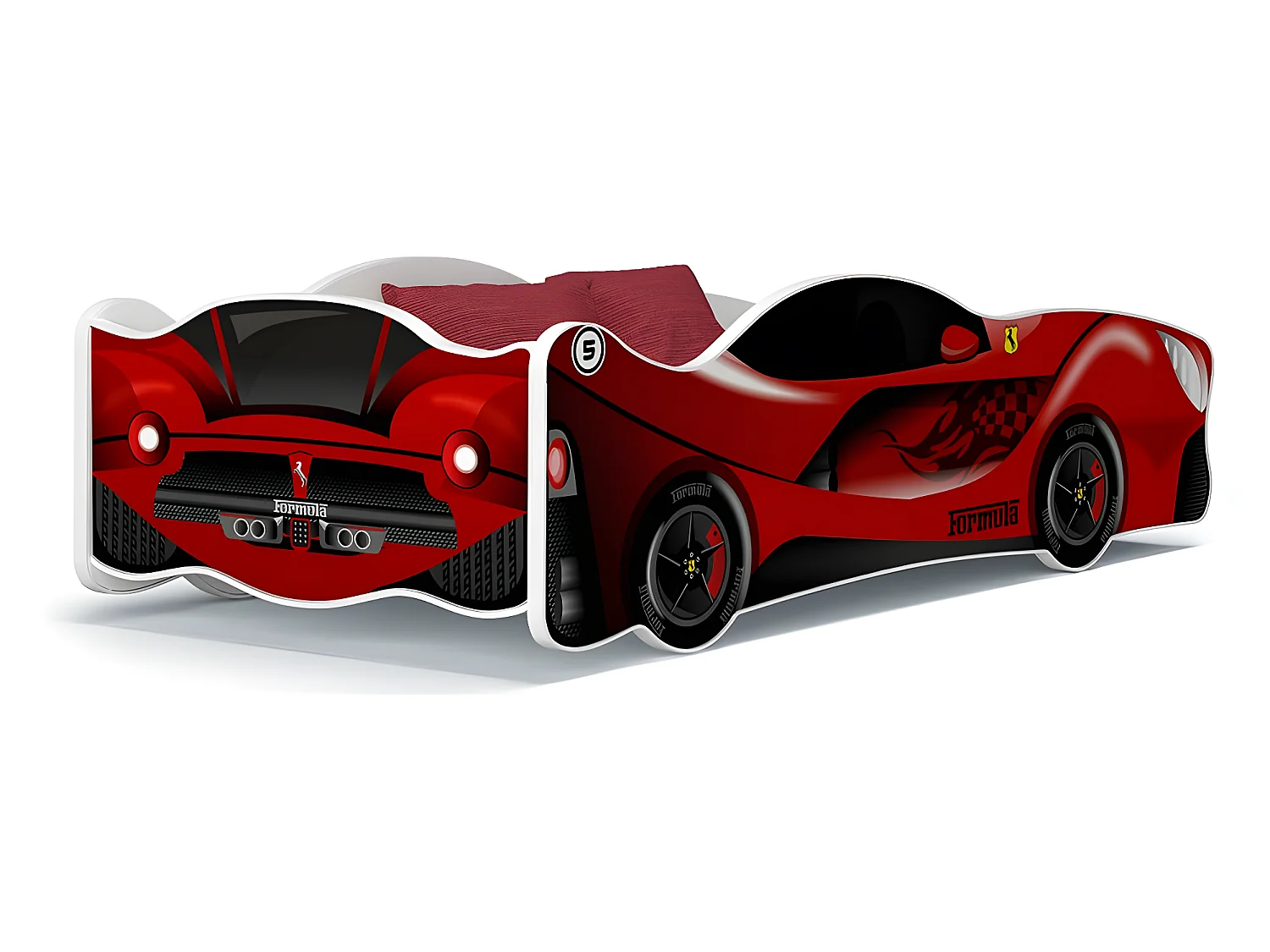 Lit Enfant Voiture 80x160 Ferrari Thème Livré avec sommiers et matelas en mousse de 7cm