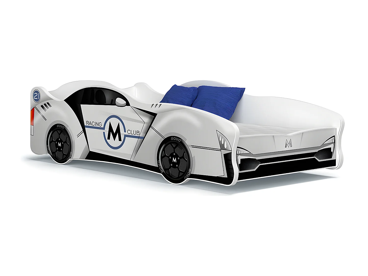 Lit Enfant Voiture 80x160 19 M Club Thème Livré avec sommiers et matelas en mousse de 7cm