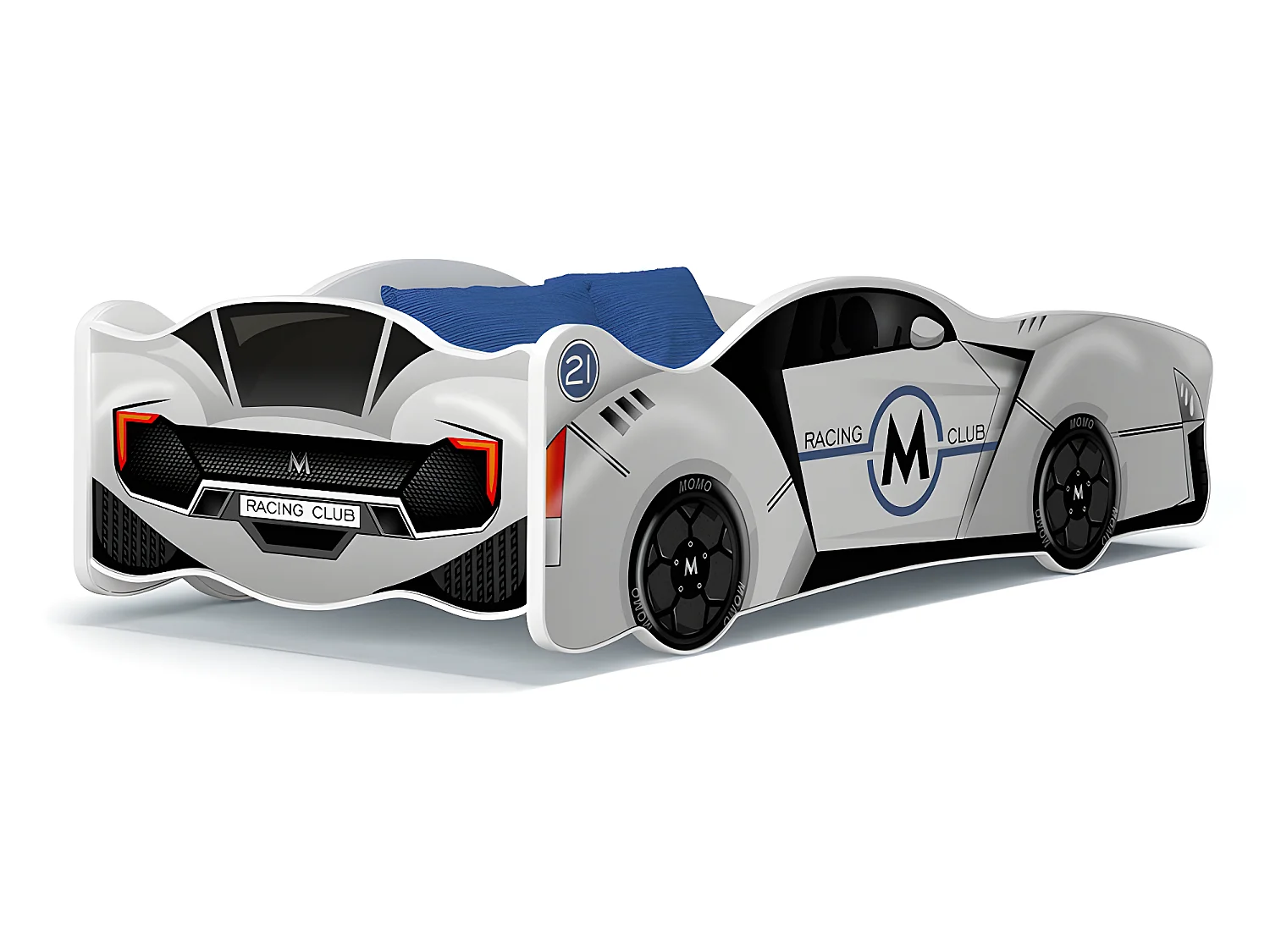 Lit Enfant Voiture 80x160 19 M Club Thème Livré avec sommiers et matelas en mousse de 7cm