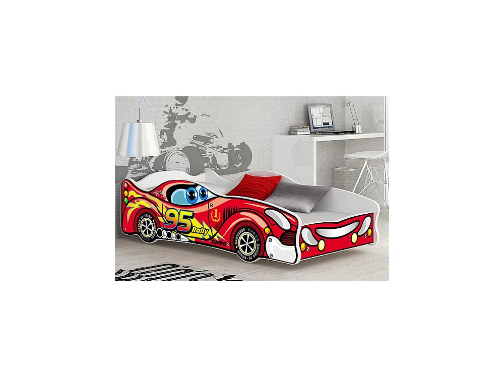 Lit Enfant Voiture 80x160 95 Rally Thème Livré avec sommiers et matelas en mousse de 7cm